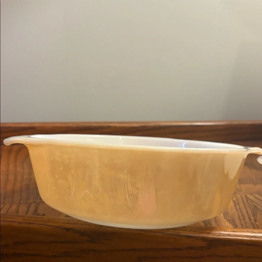2 Pieces of Vintage Kitchenware Fireking Glasbake MCM Casserole & Mixing Bowl